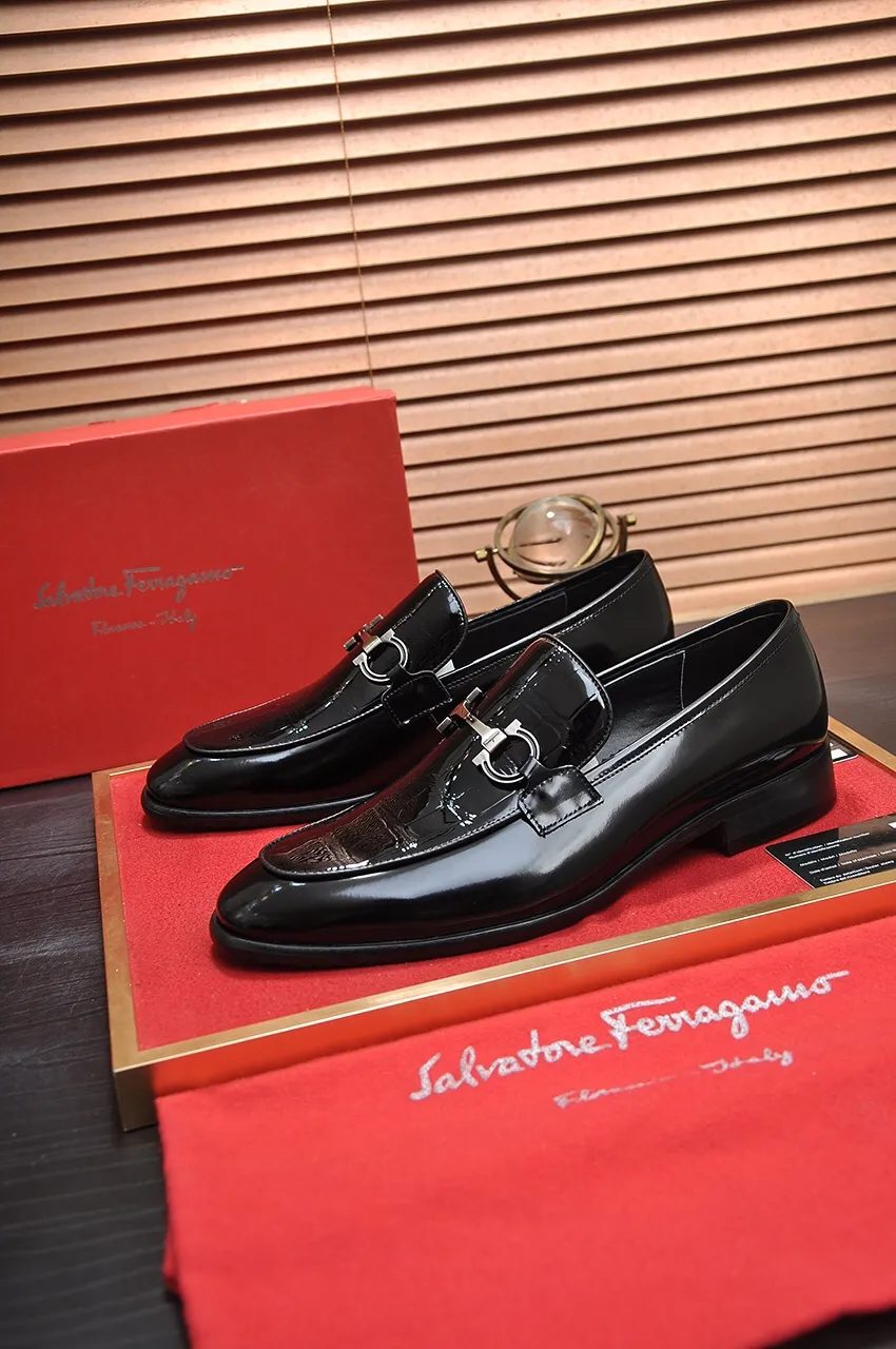 Men's shoes 💰500💶[Ferragamo/Ferragamo] The latest model from the counter. Original imported high-quality cowhide with open sides + imported 🐂 cowhide lining, original luxury metal buckle + original combination outsole. Comparative and stress-free 38--45 (customized for 45)